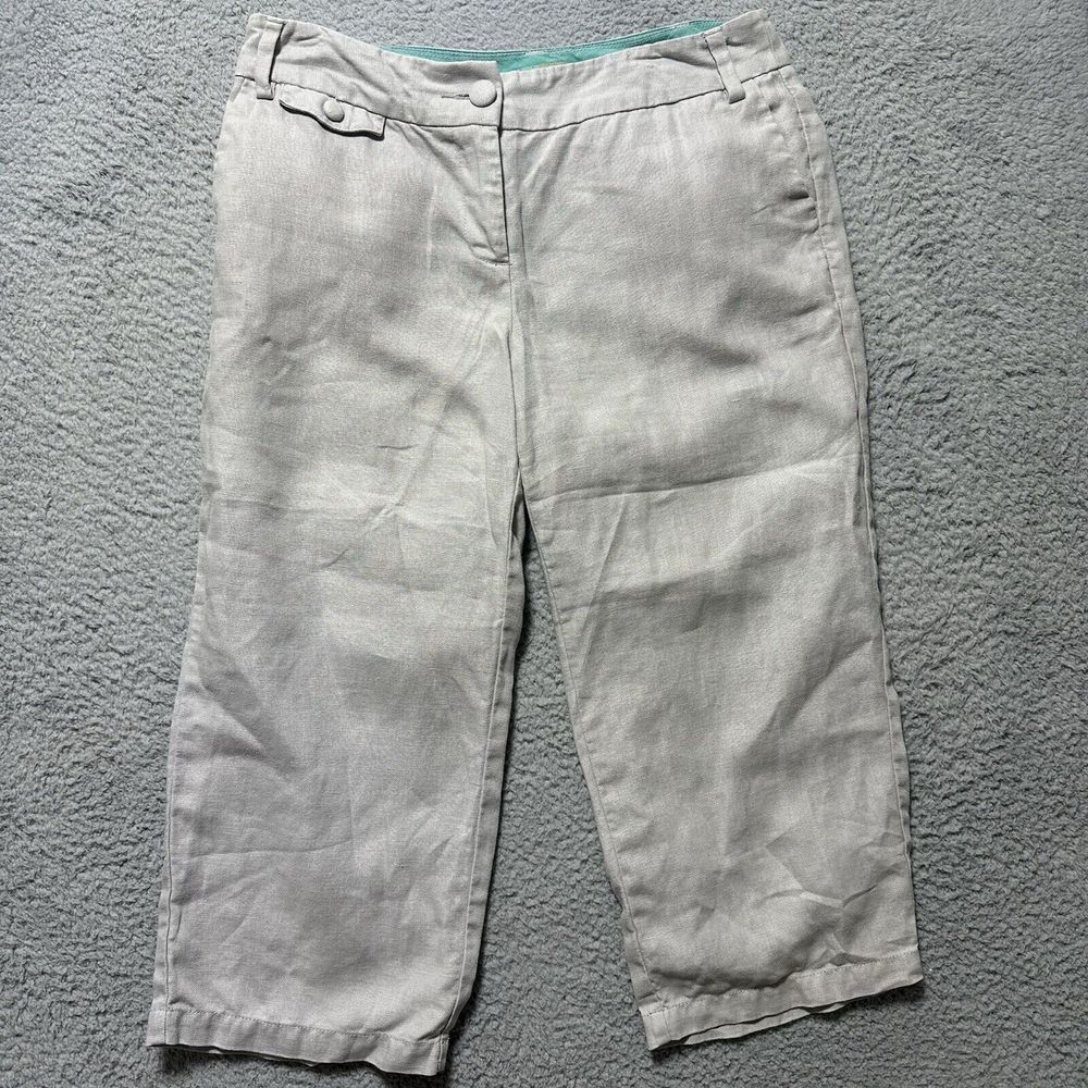 Boden Linen‎ Cropped Pants Gray Neutral 10